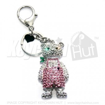 Teddy Diamante Keychain - Pink