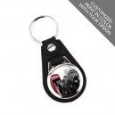 Printed Faux Leather Round Promotional Keychain