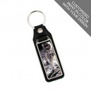 Printed Faux Leather Narrow Rectangle Promotional Keychain