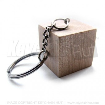 Laser engraved Wooden Cube Keychain
