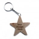 Laser engraved Wooden Star Keychain