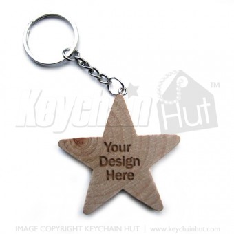 Laser engraved Wooden Star Keychain