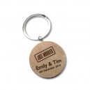 Laser engraved Wooden Round Keychain