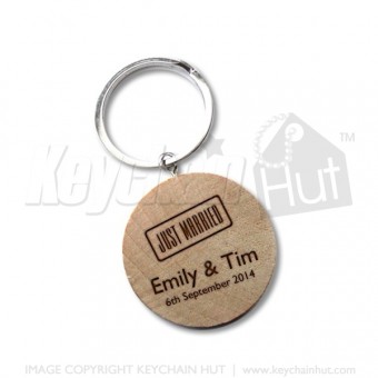 Laser engraved Wooden Round Keychain