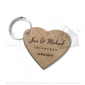 Laser engraved Wooden Heart Keychain