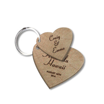 Laser engraved Wooden Heart Keychain