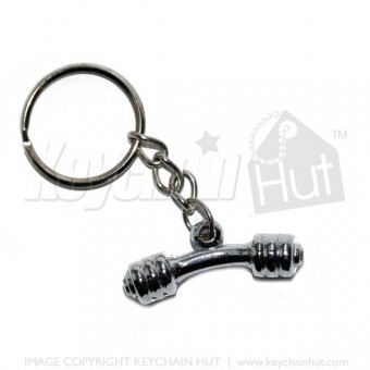 Dumbell Weight Lifting Keychain - Chrome