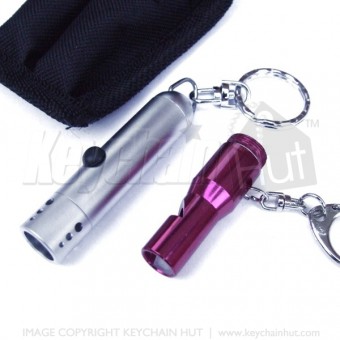 LED Flashlight & Whistle Metal Keychains - Premium 