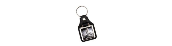 Printed Insert Faux Leather Keychains